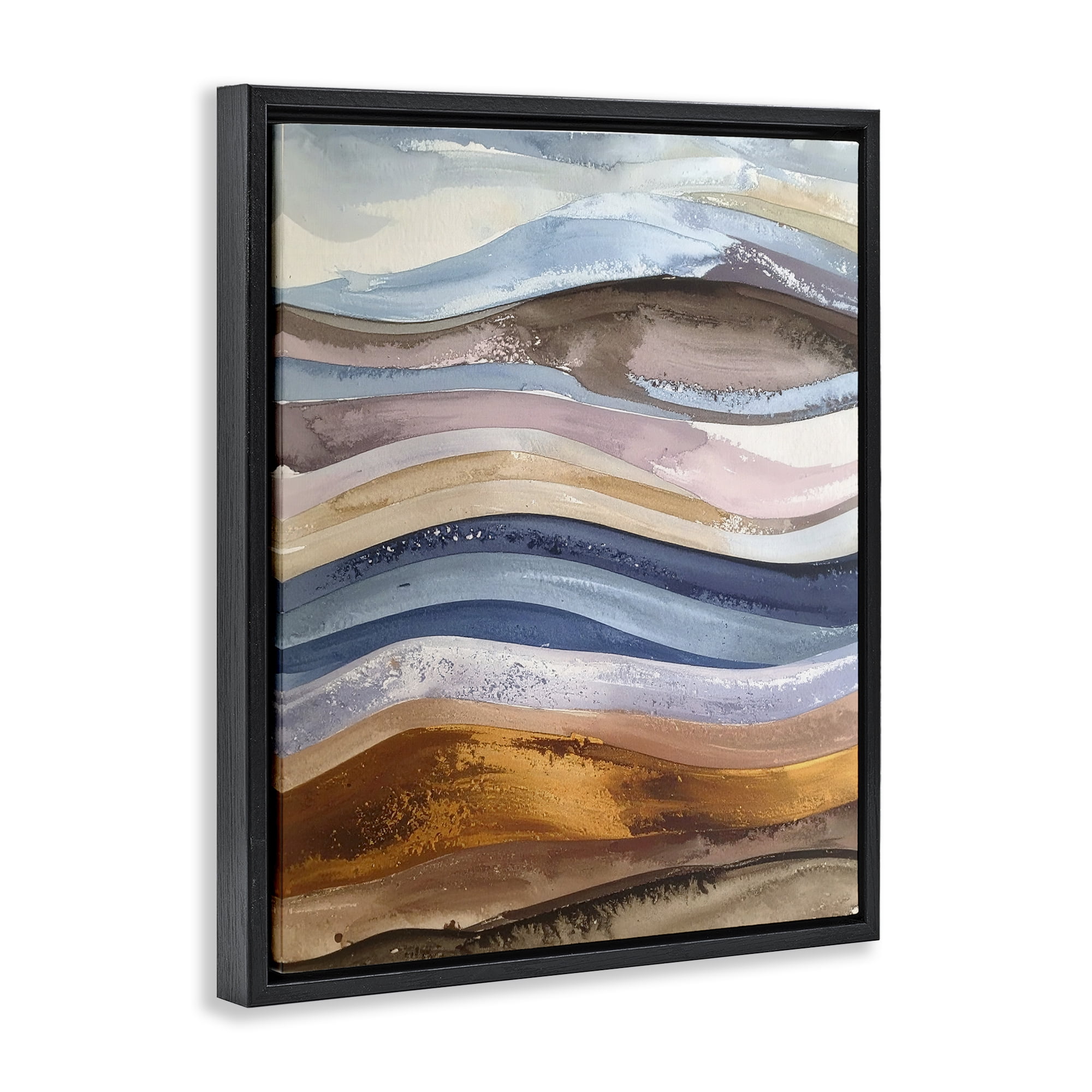 Stupell Industries Ocean Flow Layers Black Framed Floater Canvas Wall Art, design by Alonza Saunders