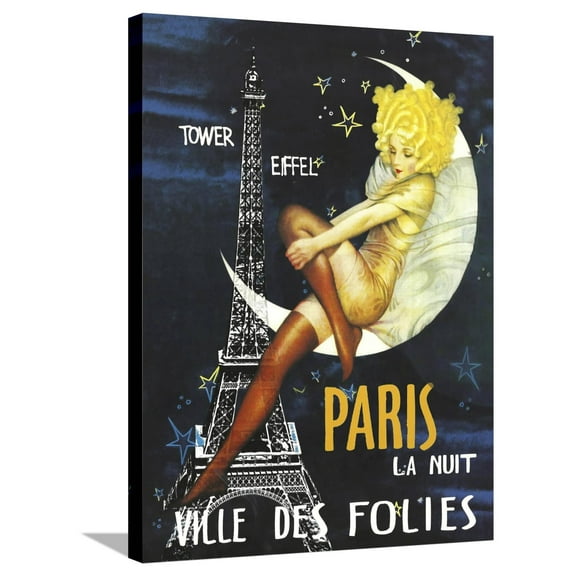 Art.com Paris Moon Stretched Canvas Print Wall Art, 24" x 32"