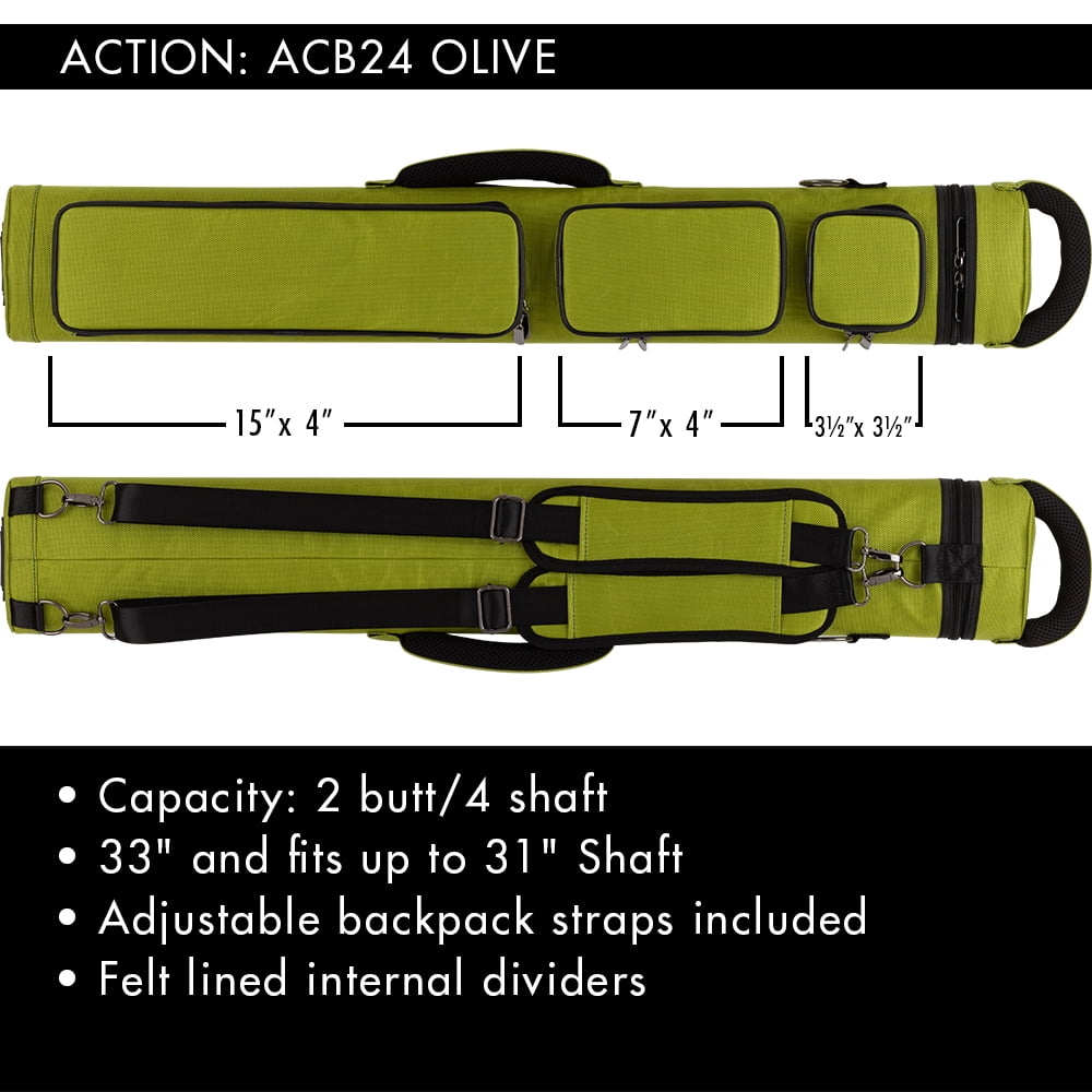 Action Backpack ACB24 2x4 Hard Case Billiard Stick Bag Billiards Cues