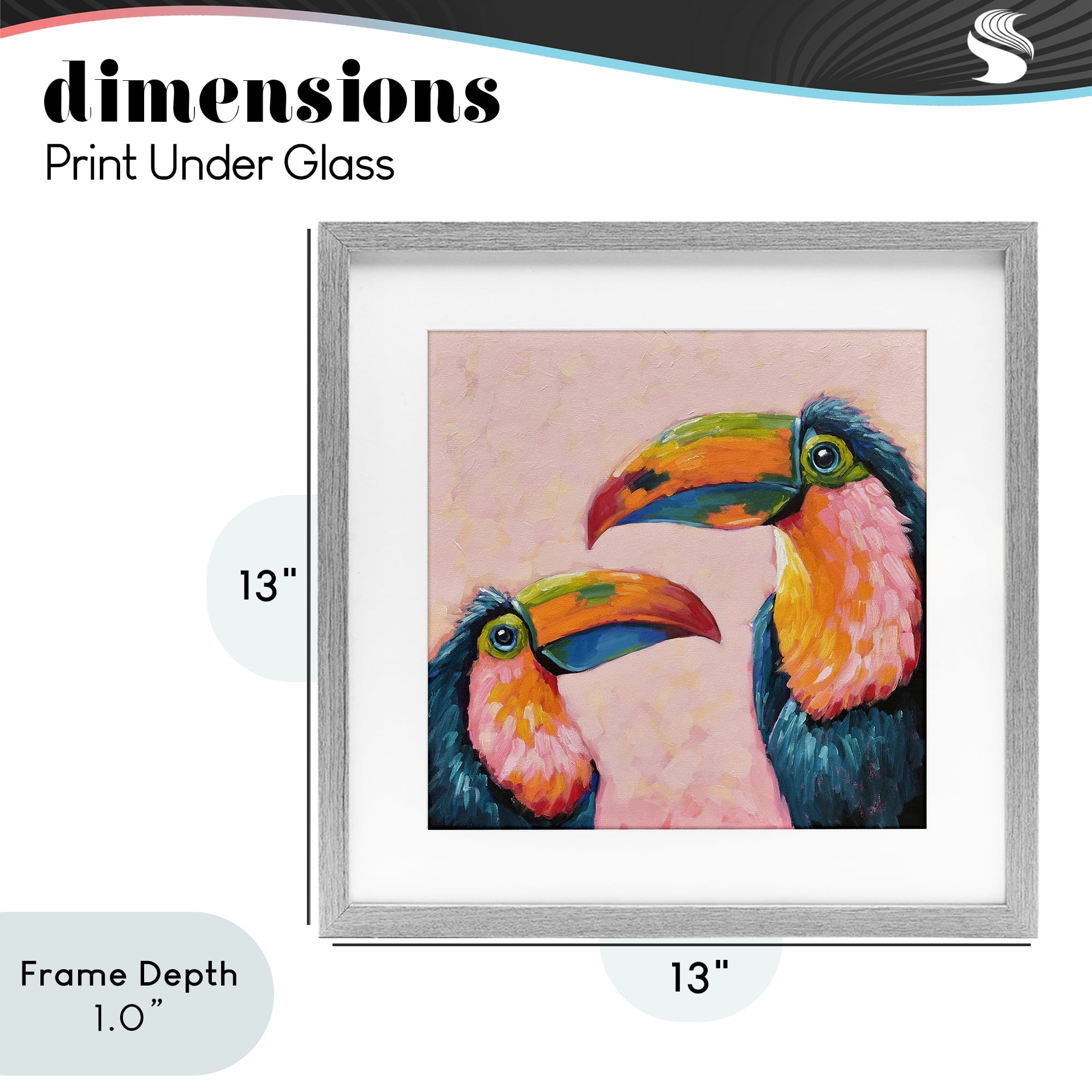 Stupell Industries Tropical Toucan Paradise Gray Framed Print Under Glass, design by Lucia Stewart