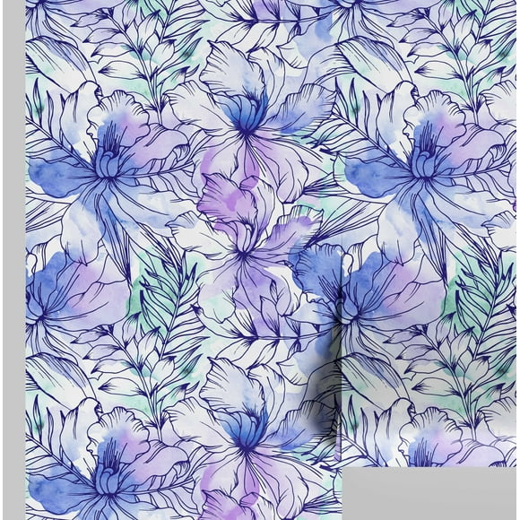 S4Sassy Pastel Watercolor Bloom Wallpaper- Purple Wall Covering,25"x 360" Self-Adhesive Textured Vinyl Walls Paper, Decorative Wall Wrap, Easy DIY Walls Covering For Bedroom, Living Room, Living Space