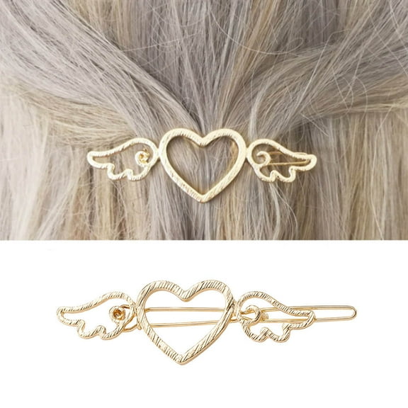 OFFIGAM 4PCS Hollow Out Heart Hair Clips for Women, Decorative Golden Hair Accessories Set