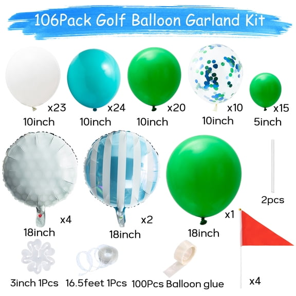 GROBRO7 Golf Balloon Chain Set, Latex Balloons for Golf Themed Party Decor,106pack