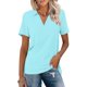 thumbnail image 1 of Camisetas de manga corta para mujer Camisas con cuello en V de verano Camisetas básicas informales con cuello Blusa azul claro / M, 1 of 6
