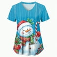 thumbnail image 5 of Towmus Christmas Scrub Tops Women Plus Size Nursing Uniforms V-Neck Short Sleeve Fun Printed Scrubs Top with Pockets S-3XL, 5 of 5