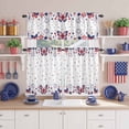 thumbnail image 2 of Independence Day Kitchen Curtains Valances 3 Piece Set, American Flag Butterflies White Rod Pocket Tier Curtain and Valance Drapes for Small Window 36 Inch Length for Bedroom Cafe, 2 of 9