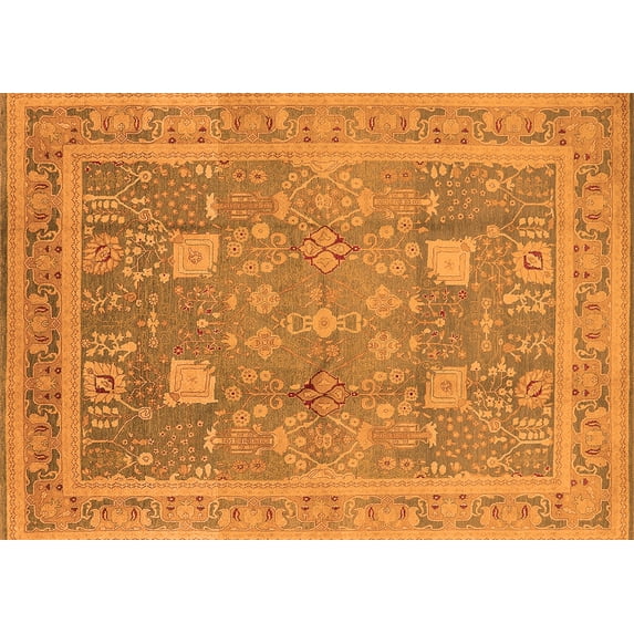 Ahgly Company Indoor Rectangle Oriental Orange Industrial Area Rugs, 7' x 10'