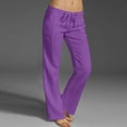 thumbnail image 2 of Seductiva Women's Casual Pants Women's Corduroy Pants Summer Wide Leg Pants Solid Casual Linen Drawstring Cropped Pants with Pockets Business Work Casual Pants, 2 of 5