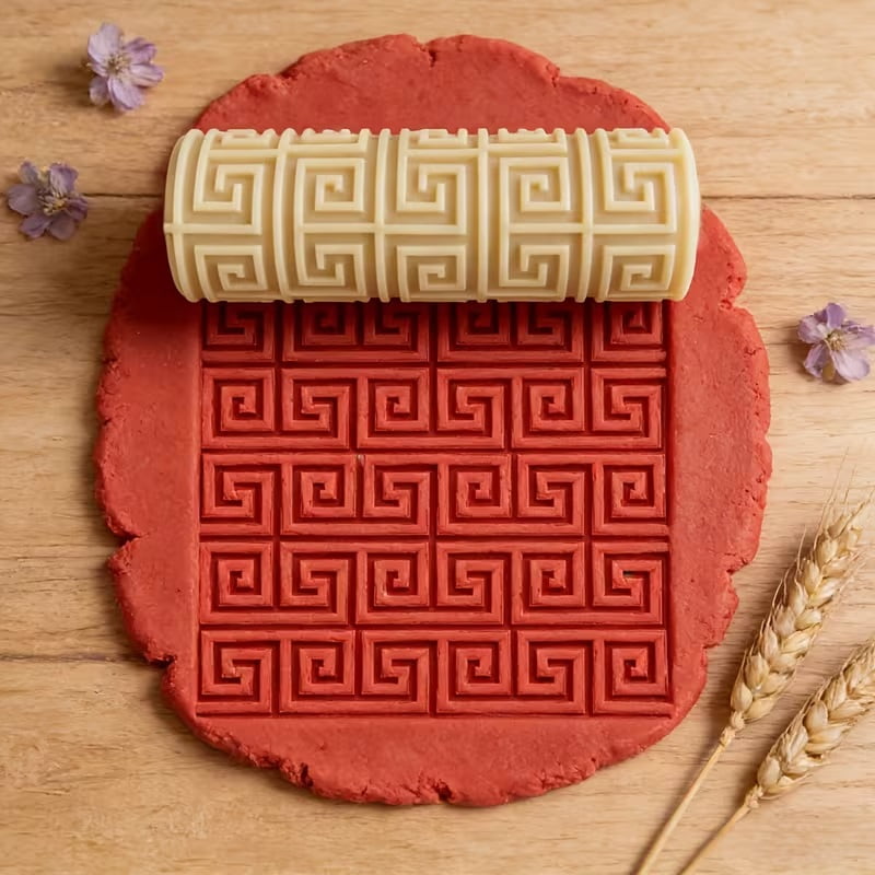Greek Palindrome Textured Embossing Roller - Polymer Clay Texturing Tool for Ceramics, Sculpture and Art Design
