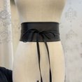 thumbnail image 6 of Women Girdle Smooth Faux Leather Solid Color Wide Lace Up Adjustable Anti-slip Firm Stitching Retro Slim Waist Decoration Dress Coat Sweater Waist Belt Waistband, 6 of 7