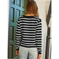 thumbnail image 2 of Women's Striped Cardigan Sweater Trendy Long Sleeve Button Down Crew neck Cardigans, 2 of 5