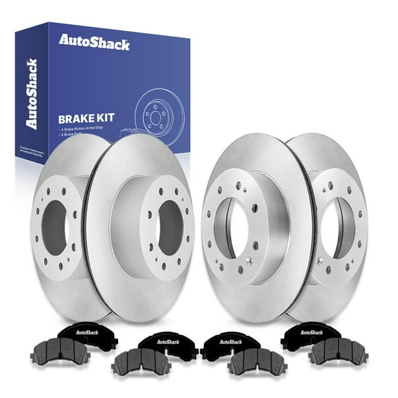 AutoShack Front & Rear Brake Rotors Premium Ceramic Brake Pads | Replacement For GMC Sierra 2500 HD 2020-2022 Chevrolet Silverado 2500 HD Silverado 3500 HD | Coated | 12-PC Brake Kit | ArmorStop