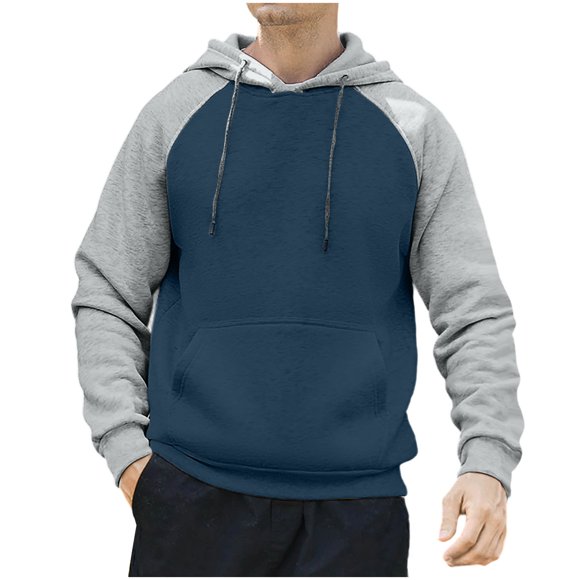 Grrvtrz Color Block Hoodie Mens Fashion Jersey Long Sleeve Loose Sweatshirt Casual Athletic Contrast Colors Pullover with Hood