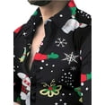 thumbnail image 3 of DYMADE Men Christmas Printed Long Sleeve Lapel Shirt Relaxed Fit Casual Top, 3 of 4