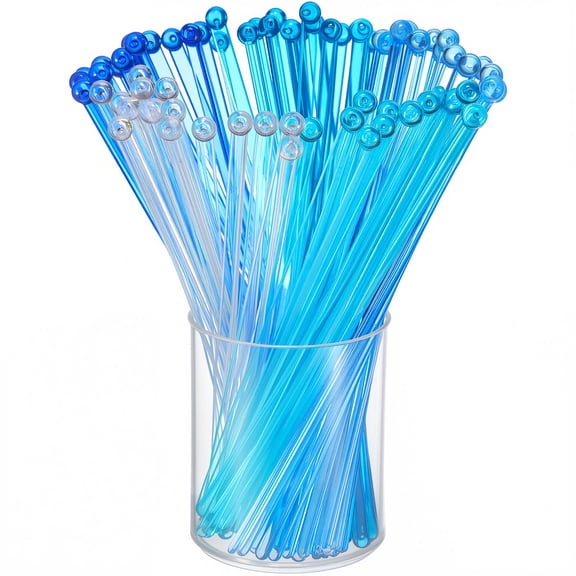 100 Pieces Disposable Plastic Round Top Crystal Swizzle Sticks (MultiColor)