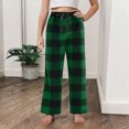 thumbnail image 2 of 8-9T Kids Fleece Pajamas Pants for Boys Girls Plaid Pants Big Boys Fleece Joggers With Pockets Elastic Waist Plaid Pants For Christmas Size 7-18 Up to XXXL,Green, 2 of 9