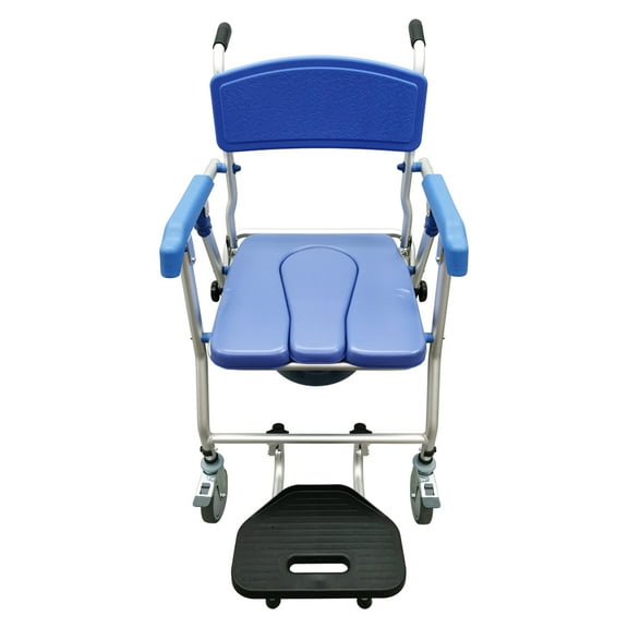 Techtongda Multi-functional Potty Chair Aluminum Toilet Chair Shower Chair Wheelchair with Removable Bed Pan with Brake