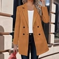 thumbnail image 6 of Uaswgudfs Womens Winter Double Breasted Pea Coats Long Trench Coat Casual Work Office Overcoat with Pocket Brown S, 6 of 9
