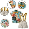 thumbnail image 3 of MXIEZI 3 M-6 Y Kids Boys Gentleman Outfits for Newborn Baby Print Short Sleeve Shirt with Bowtie + Suspender Shorts Summer 2PCS Set, 3 of 8