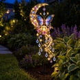 thumbnail image 4 of Butterfly Moonlight Cascade Solar Garden Light, Glowing Crescent Moon & Butterfly Crystal Ornament, Magical Outdoor Yard Art, Day & Night Light Decoration, 4 of 6