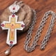 thumbnail image 4 of Collar con colgante grande para hombre, crucifijo cristiano y ortodoxo, Jesús, Cruz rusa, oración, joyería rusa, Collar de Pastor, 4 of 5