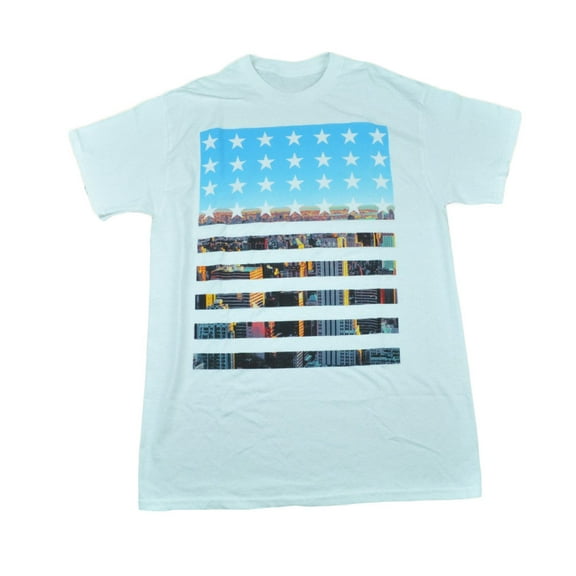 Tony Hawk American Flag Building Scenery Graphic White Adult Tshirt Tee XLarge