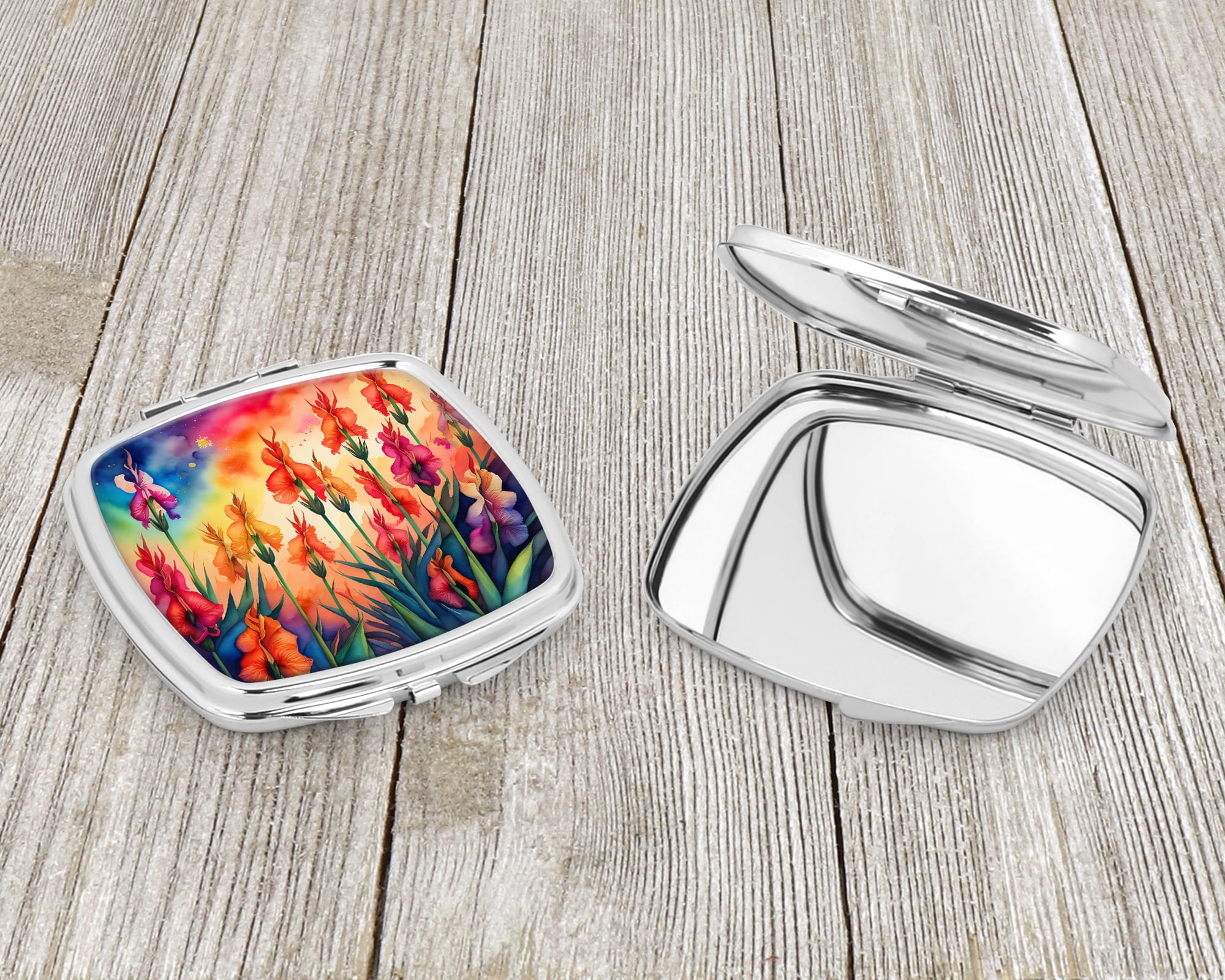 Colorful Gladiolus Compact Mirror 2.75 in x 3 in