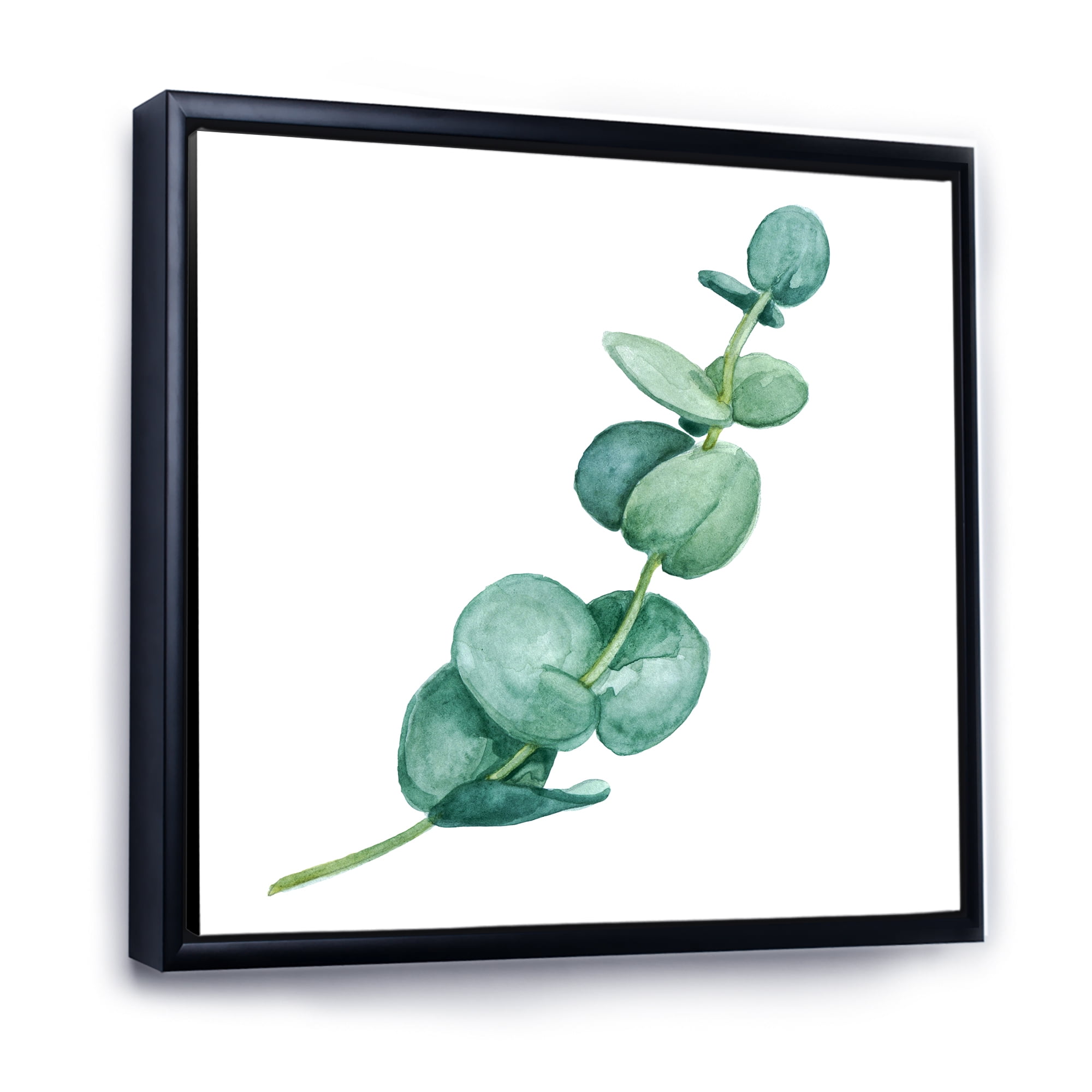 Designart 'Young Eucalyptus Branches and Leaves II' Traditional Framed Canvas Wall Art Print