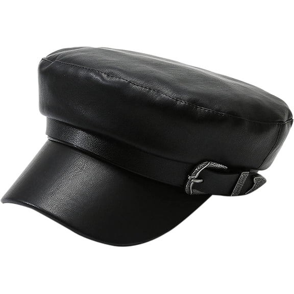 YooGuoGuo Women Faux Leather Newsboy Cap Visor Flat Top Sailor Fiddler Bakerboy Hat Army Cap