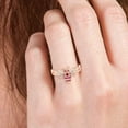 thumbnail image 2 of KIRAN FINE JEWEL Round Red Ruby CZ Diamond Honey Bee Band Ring Rose Gold Plated 925 Silver Wedding Women Gemstone Statement Jewelry Gift For Her, 2 of 5