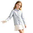 thumbnail image 5 of FYDUU Kids Boys Girls Long Sleeve Striped Shirt Turndown Collar Button Down Shirts Fall Back To School Shirt Formal Children's Tops 3-4 Years, 5 of 6