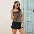 thumbnail image 4 of tarylea Womens Tops Spaghetti Strap Velvet Square Neck Tank Tops Solid Color Slim Fitted Camisole Casual Summer Trendy Cute Tops, 4 of 5