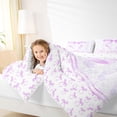 thumbnail image 4 of jejeloiu Lovely Bow Knot Queen Comforter Set,Purple Floral Cartoon Bowtie Bedding Comforter Set For Girls Reversible 3 Pieces, 4 of 8