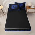 thumbnail image 4 of Homewish Blue Boho Skull Zipper Twin Comforter Sets with Fitted Sheet and 2 Pillowcases for Women Men, Vintage Paisley Style Zipper Bedding Set, Black Reversible, 4 Pieces, 4 of 6