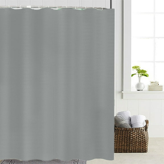 VOTRUDI Waffle Weave Shower Curtain Waterproof 78x72in - Solid Gray Modern Bathroom