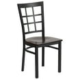 thumbnail image 2 of Emma + Oliver Black Window Back Metal Restaurant Chair - Walnut Wood Seat, 2 of 11