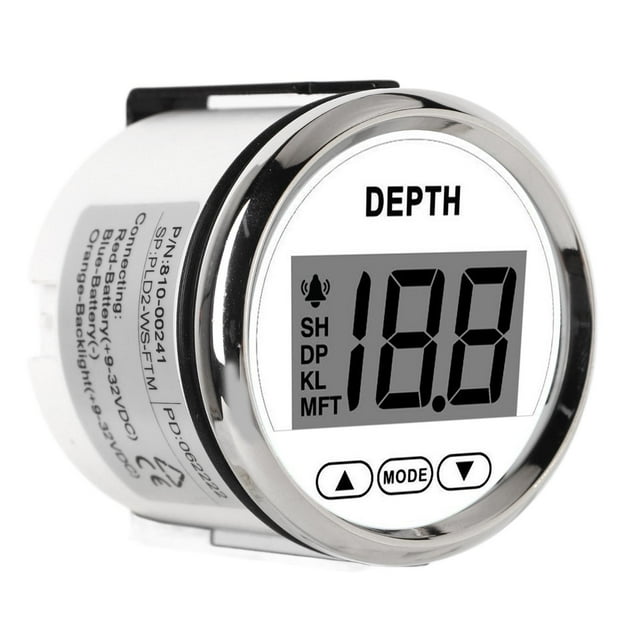Depth Finder, High Accuracy Short Start Up Time Dash Depth Sounder Anti Fog Waterproof 12V With White Backlight For Boats
