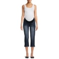 thumbnail image 2 of Times Two Maternity Women's Denim Capri Pants with Underbelly Panel and Roll Cuff (Women's & Women's Plus), 2 of 3