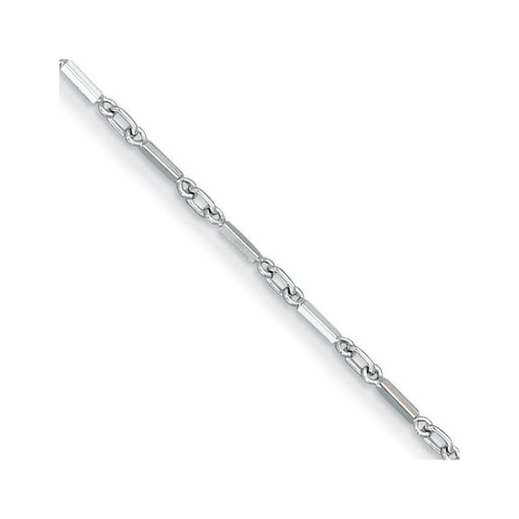 Auriga Fine Jewelry 14K White Gold Polished Bar and Link Chain Necklace for Women 18"