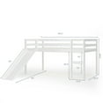 thumbnail image 2 of Gymax Lit Mezzanine Format Simple avec Glissade en Bois, Lit Mezzanine Bas et Robuste pour Chambre d'Enfant, Blanc, 2 of 10