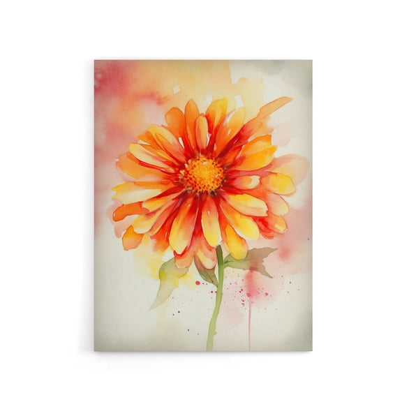 Gerbera Daisy Flower Watercolour Canvas Wall Art Print 12X16"