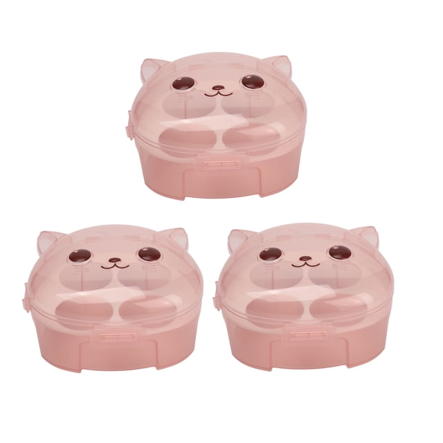 Soporte para esponja de maquillaje, 3 uds., 4 ranuras, en forma de gato, a prueba de polvo, contenedor de esponja de belleza transparente