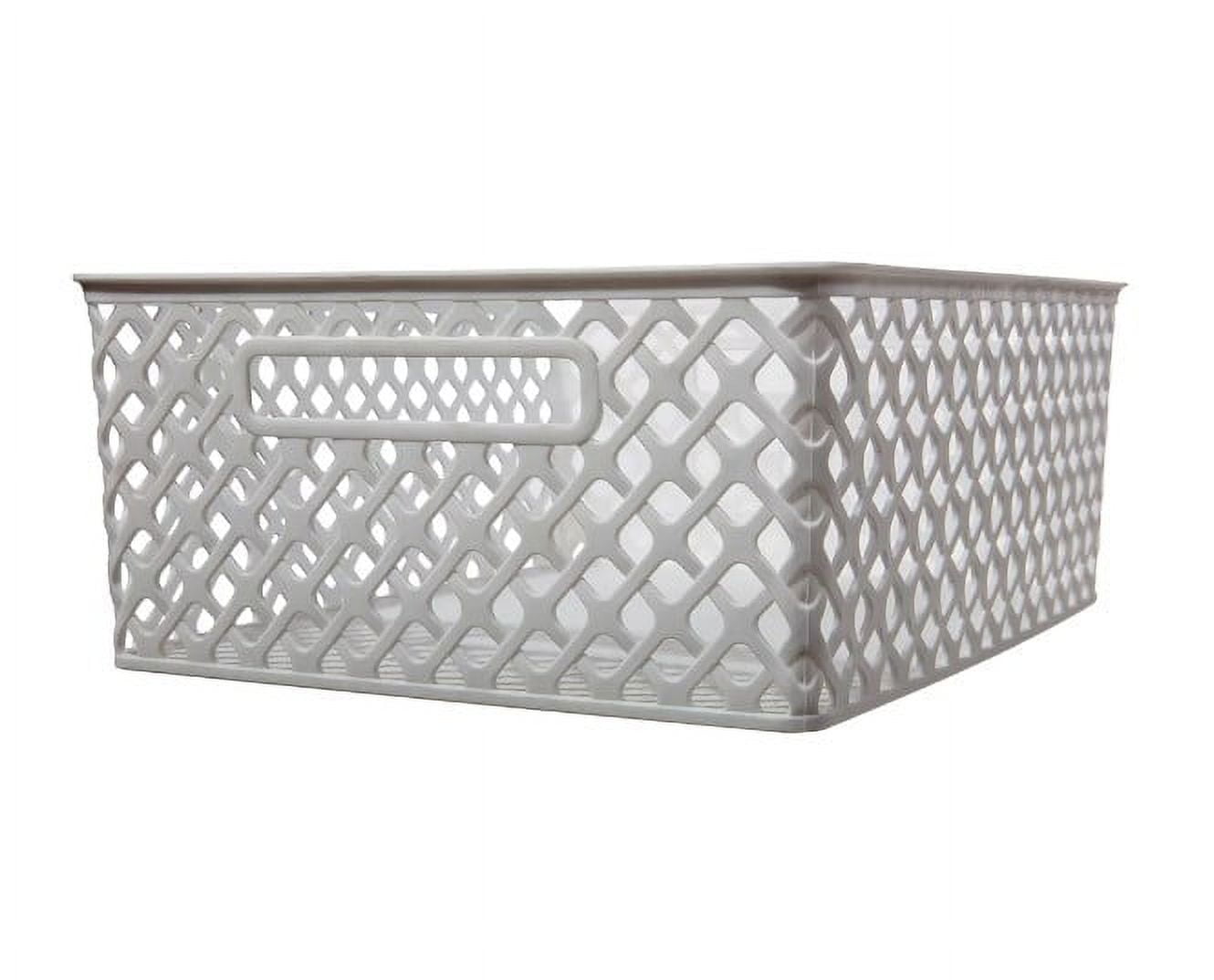 Mainstay Medium Deco Basket, White, Set of 3