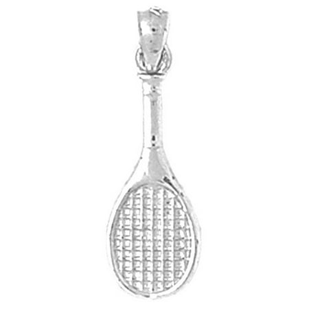18K White Gold Tennis Racquets Pendant - 26 mm