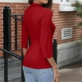 thumbnail image 3 of Womens 3/4 Sleeve T-Shirts Basic Tops 2025 Fall Fashion Outfits Going Out Winter Clothes Red M, 3 of 3