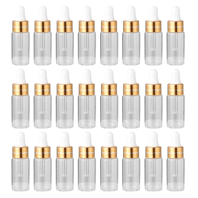 50 frascos de perfume rellenables de vidrio transparente con gotero para aceites esenciales de 3 ml