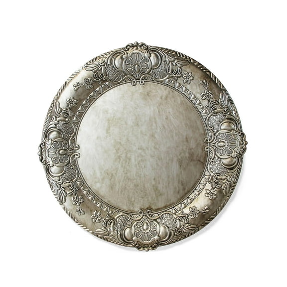 KEATON SILVER EMBOSSED CHARGER PLATES SETS OF 4 14"D