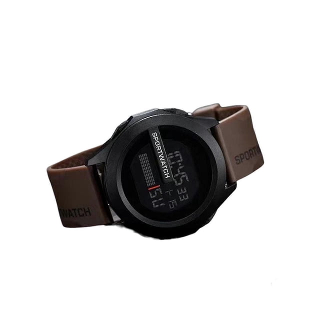 Outdoor Sports Electronic Watch Luminous Anti-drop Wristwatch for Adult Children Teens(Coffee)
