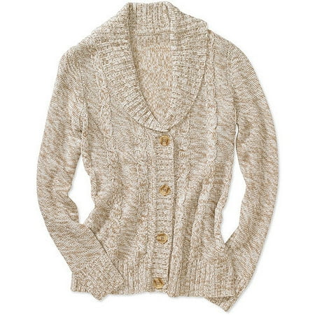 Faded Glory Women's Shawl Collar Sweater Cardigan - Walmart.com This button opens a dialog that displays additional images for this product with the option to zoom in or out. - Faded Glory Women's Shawl Collar Sweater Cardigan - Walmart.com