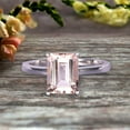 thumbnail image 1 of 7x5mm Emerald Cut 1 Carat Morganite Engagement Ring Wedding Ring Promise Ring 10k White Gold Solitaire Anniversary Ring Personalized for Brides, 1 of 4